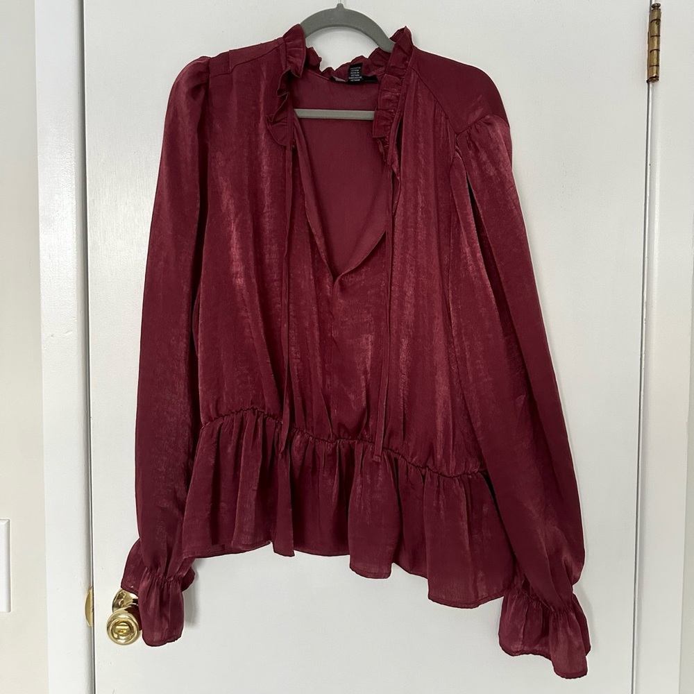 Forever 21 Plus Size Satin Peplum Flounce Top